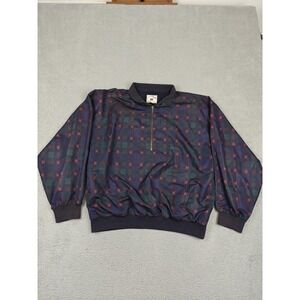 Vintage Cutter & Buck Windbreaker Jacket Mens Large Blue Plaid 1/4 Zip Golf‎